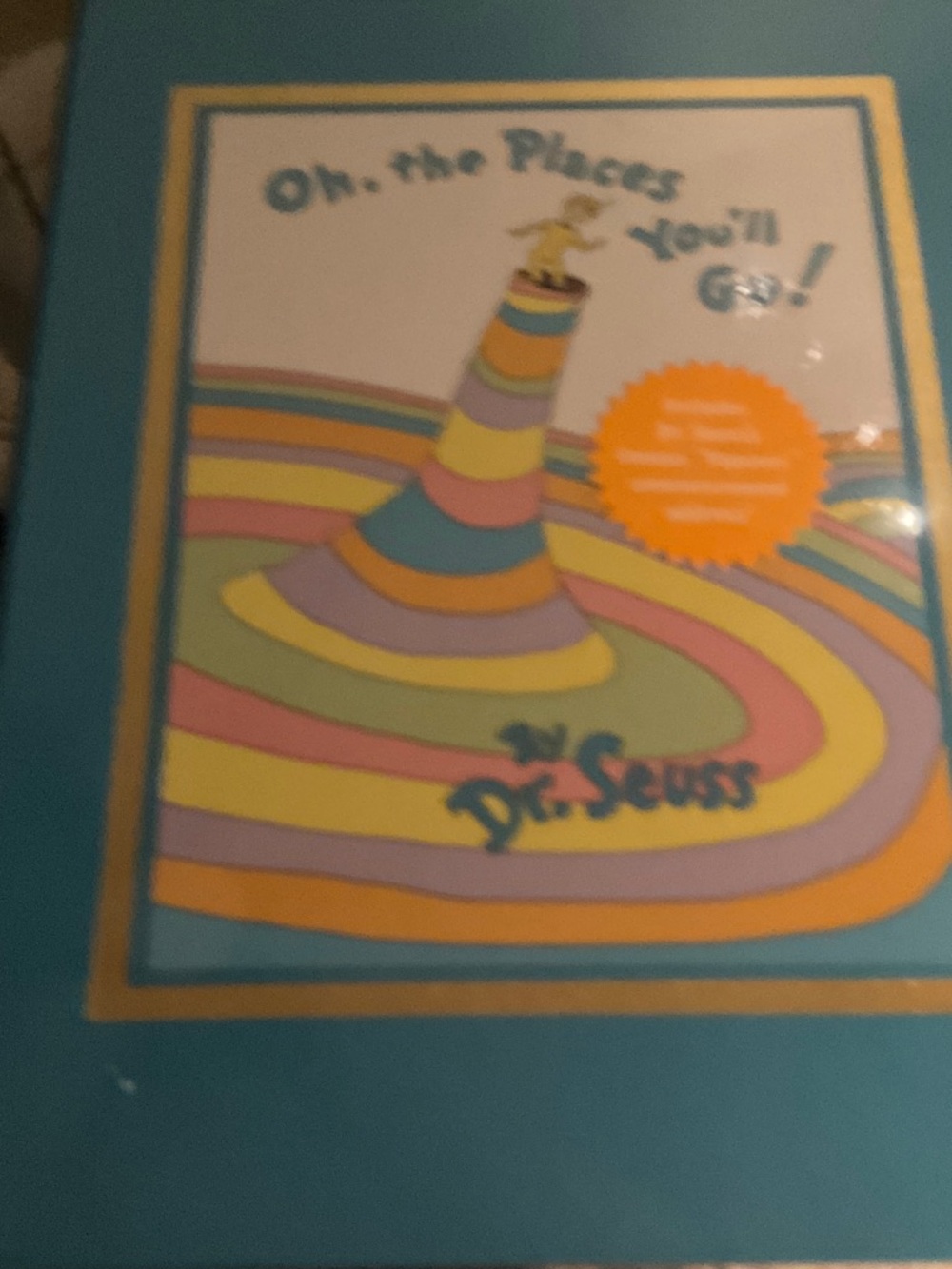 Dr. Seuss Bright Teal Hardcover Book with Multicolored Hill Illustrations